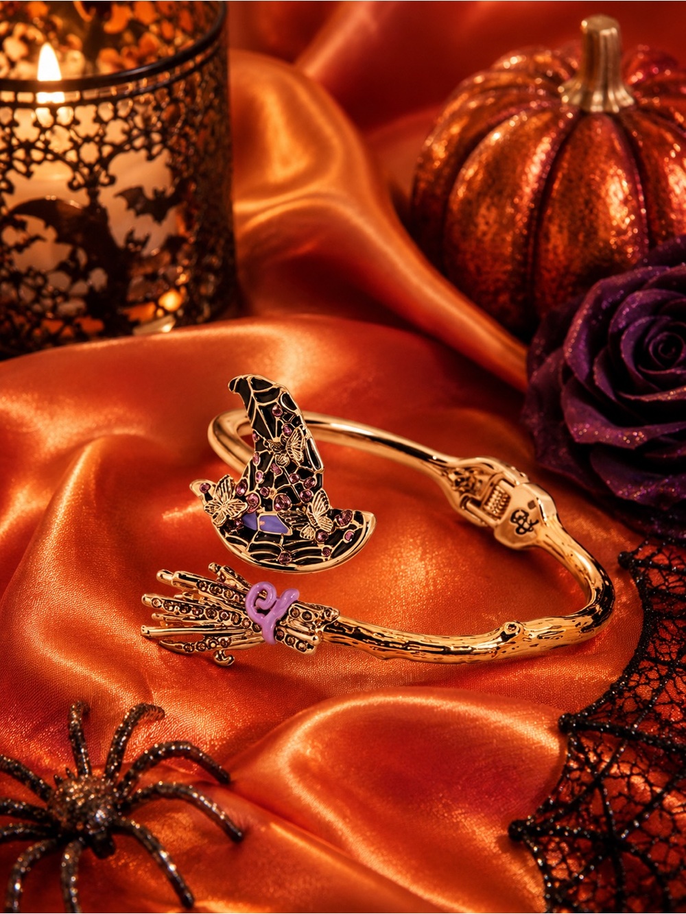 Authentic Betsey Johnson New Release Witch Hat and Broom Hinged Bracelet NWT 🧡🖤